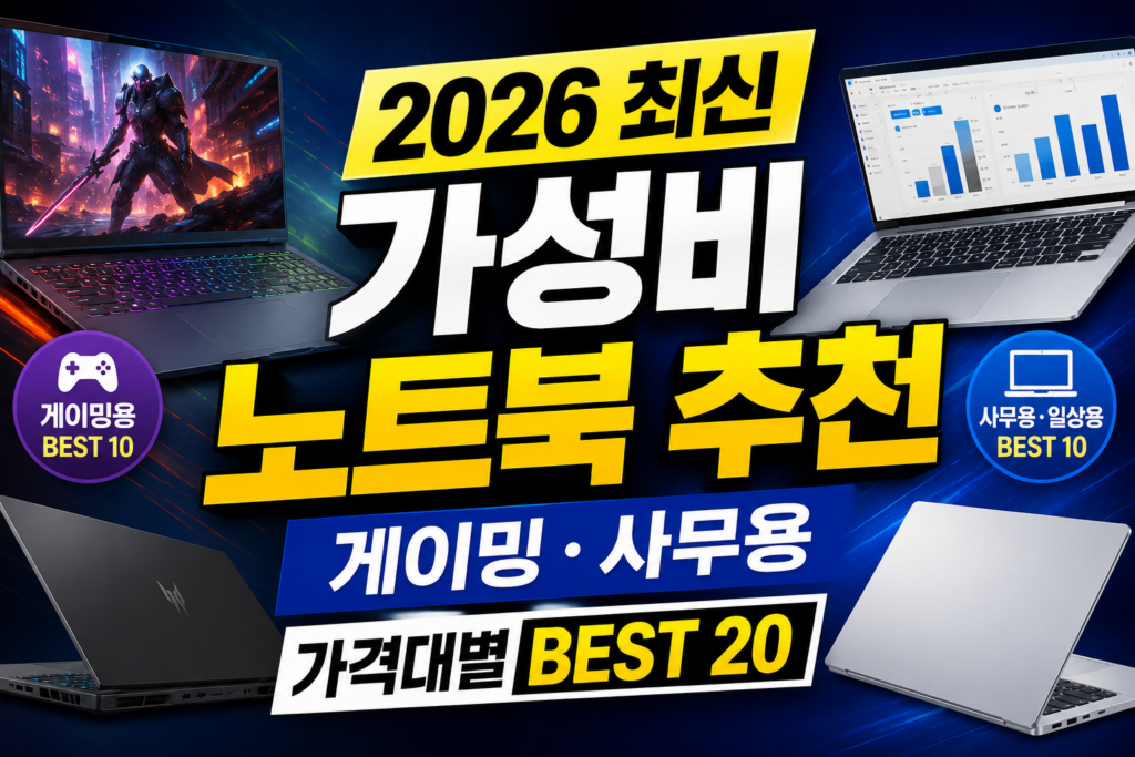 2026 최신 가성비 노트북 추천 게이밍 사무용 가격대별 BEST 제품 이미지