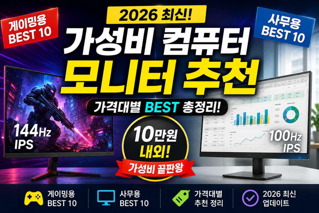 2026 최신 가성비 컴퓨터 모니터 추천 게이밍 사무용 가격대별 BEST 21 모니터썸네일