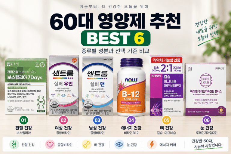 60대 영양제, 나에게 필요한 건 뭘까? 추천 BEST 6｜성분·선택 기준 비교