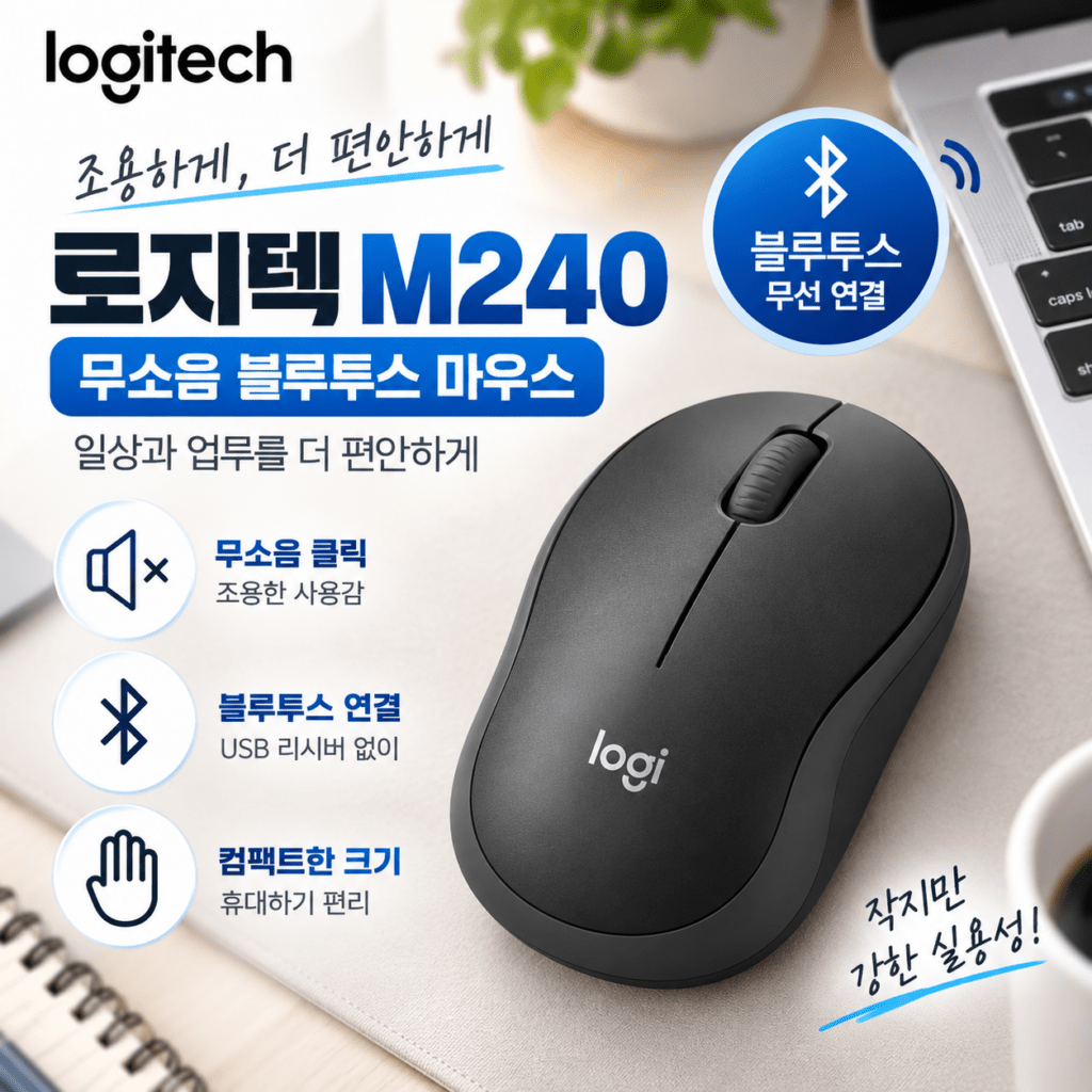 로지텍 M240 블루투스 마우스｜USB 리시버 없이 간편한 무소음 마우스 제품 이미지