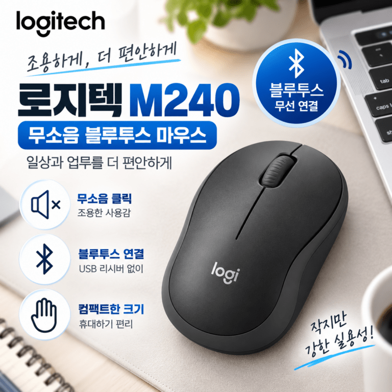 로지텍 M240 블루투스 마우스｜USB 리시버 없이 간편한 무소음 마우스