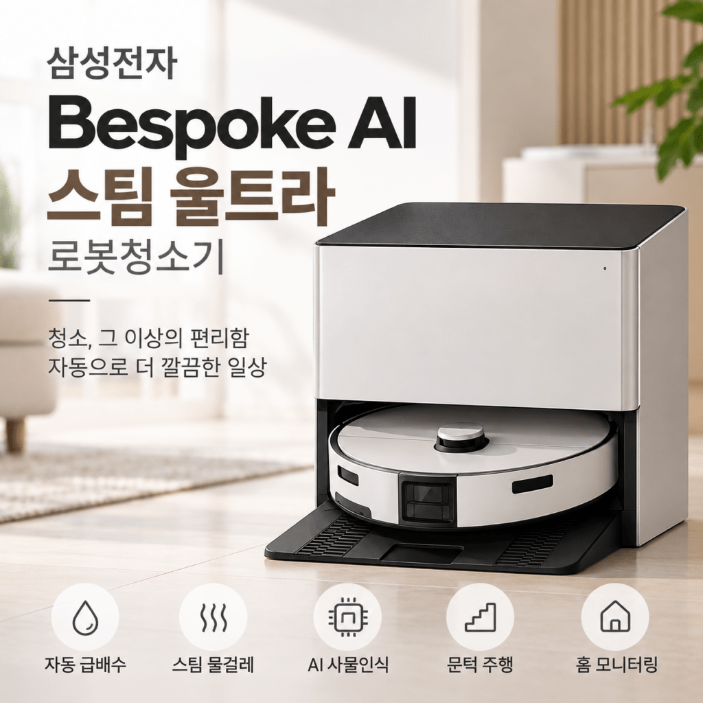 급배수까지 자동으로｜삼성 비스포크 AI 스팀 로봇청소기 제품 이미지