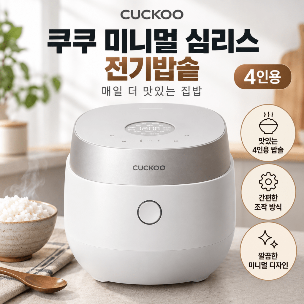 자취생 미니 밥솥｜쿠쿠 미니멀 심리스 4인용 제품 이미지