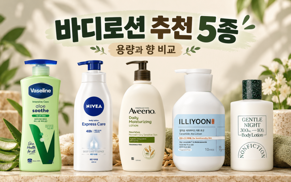 건조할 때 바를 바디로션 추천 5종｜용량과 향 비교 제품 이미지